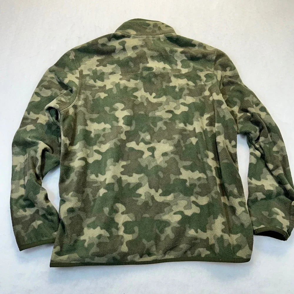 Eddie‎ Bauer Fleece Pullover Mens XL Green Camo Snap Neck Outdoor Gorpcore